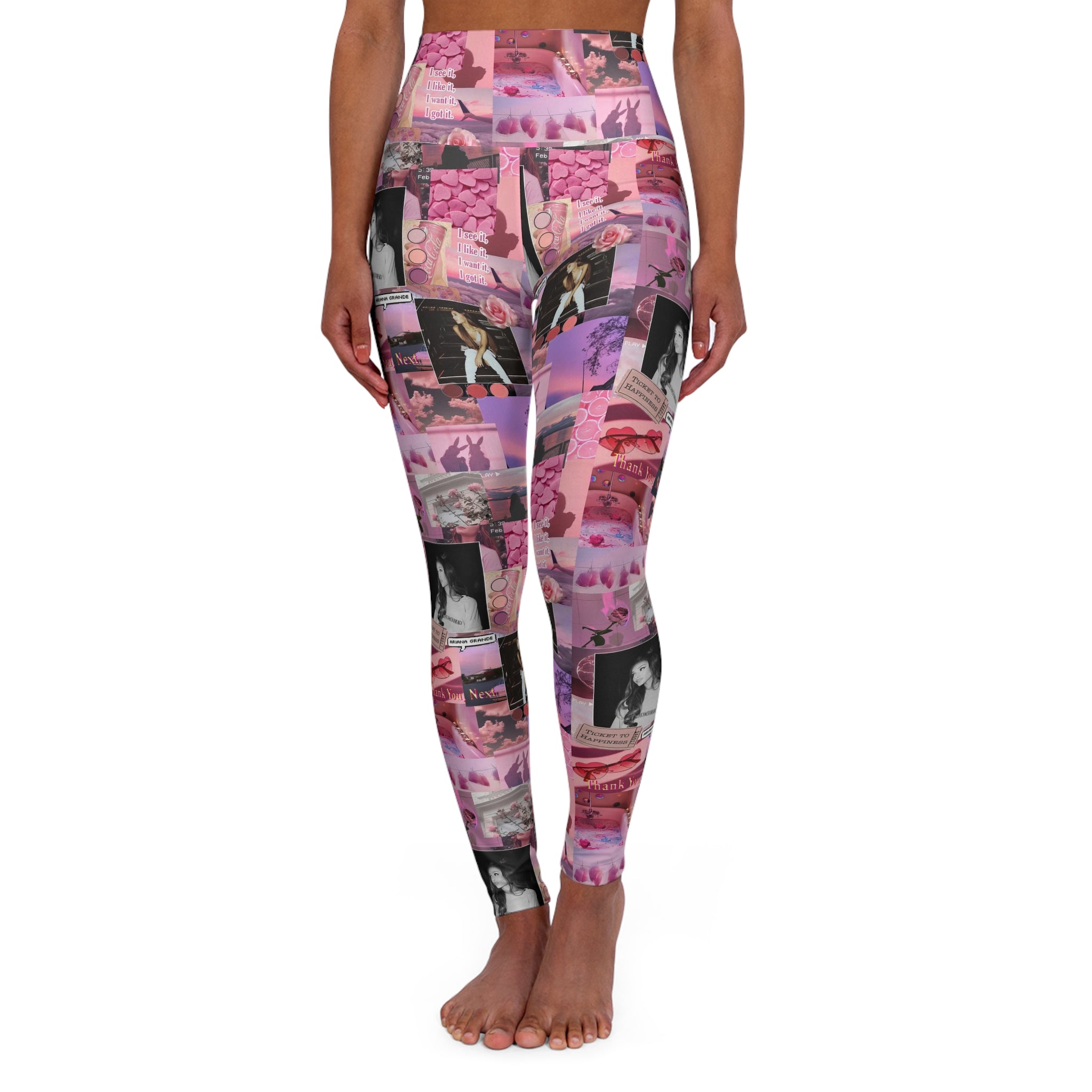 Ariana Grande Pink Aesthetic Collage High Waisted Yoga Leggings – Fandom  Flair