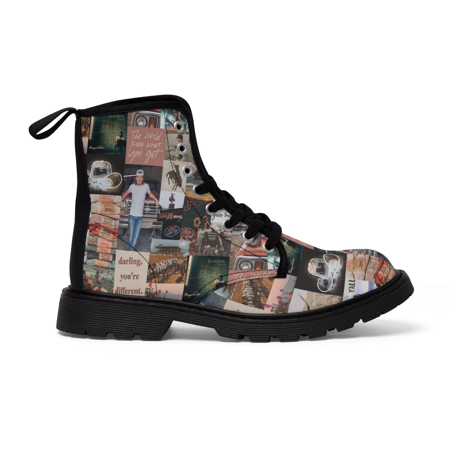 Morgan Wallen Darling You're Different Collage Women's Canvas Boots