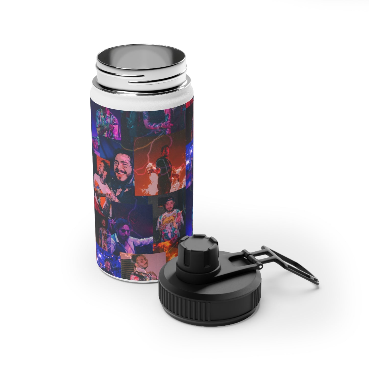 Post Malone Lightning Photo Collage Stainless Steel Sports Lid Water Bottle