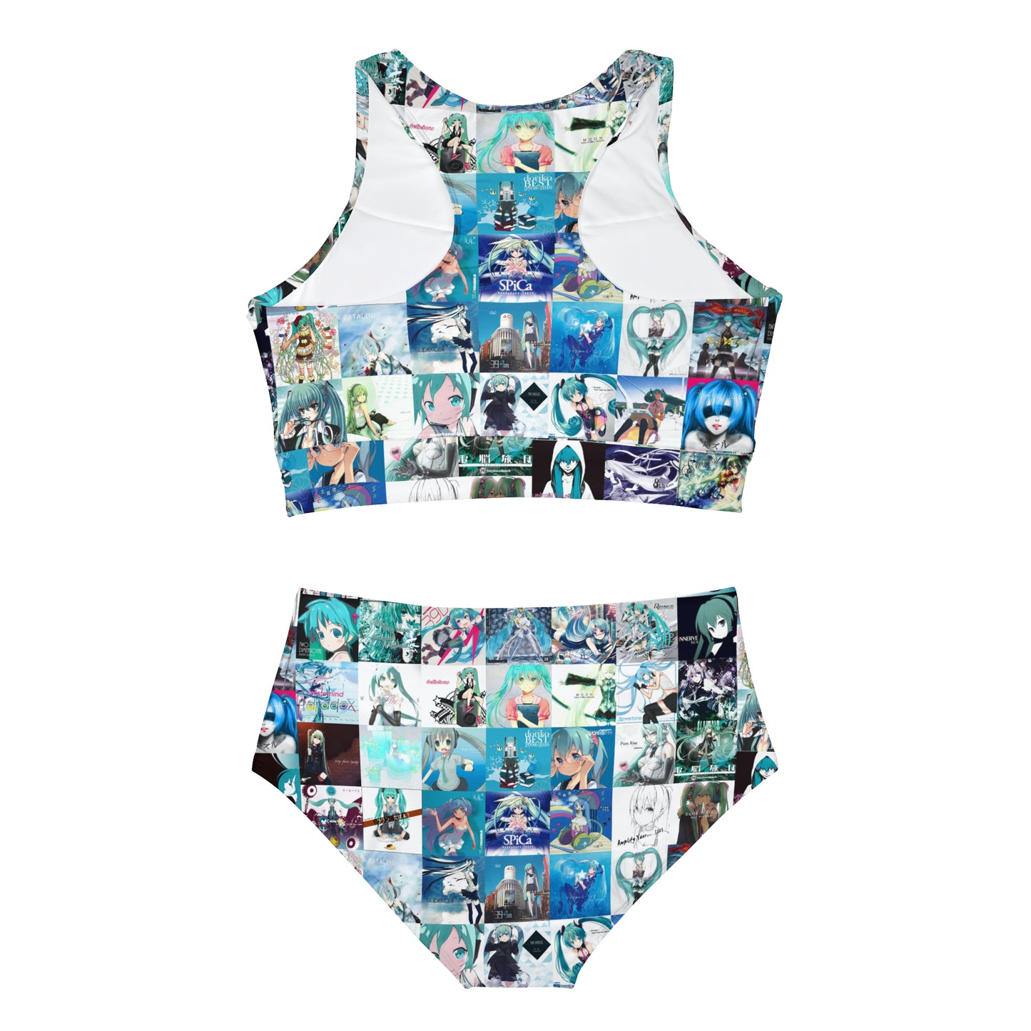 Hatsune Miku Album Cover Collage Sporty Bikini Set