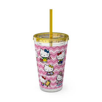 Hello Kitty Playtime Collage Sunsplash Tumbler with Straw