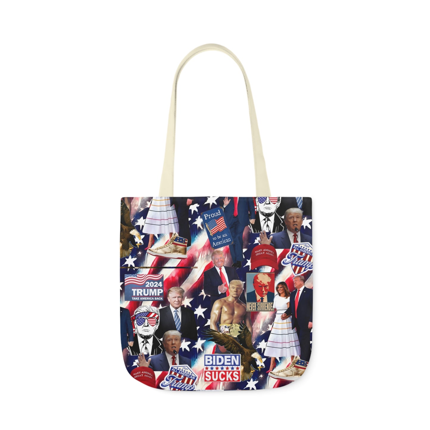 Donald Trump 2024 MAGA Montage Polyester Canvas Tote Bag