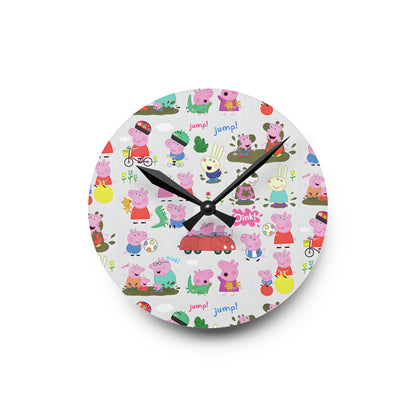 Peppa Pig Oink Oink Collage Acrylic Wall Clock