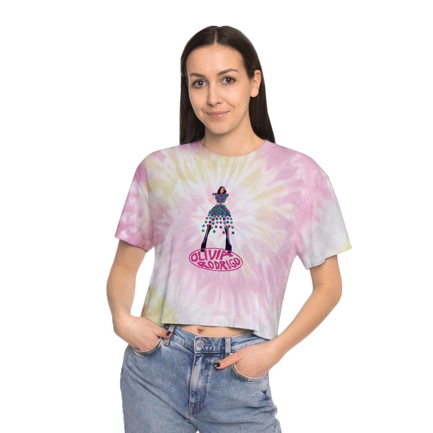 Olivia Rodrigo Hits Magazine Cover Women's Tie-Dye Crop Tee