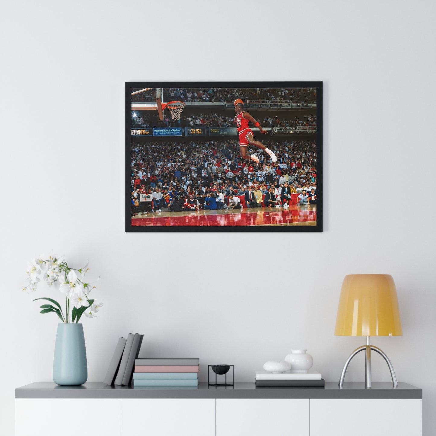 Michael Jordan Free Throw Line Slam Dunk Premium Framed Horizontal Poster