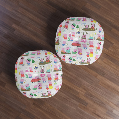 Peppa Pig Oink Oink Collage Tufted Round Floor Pillow