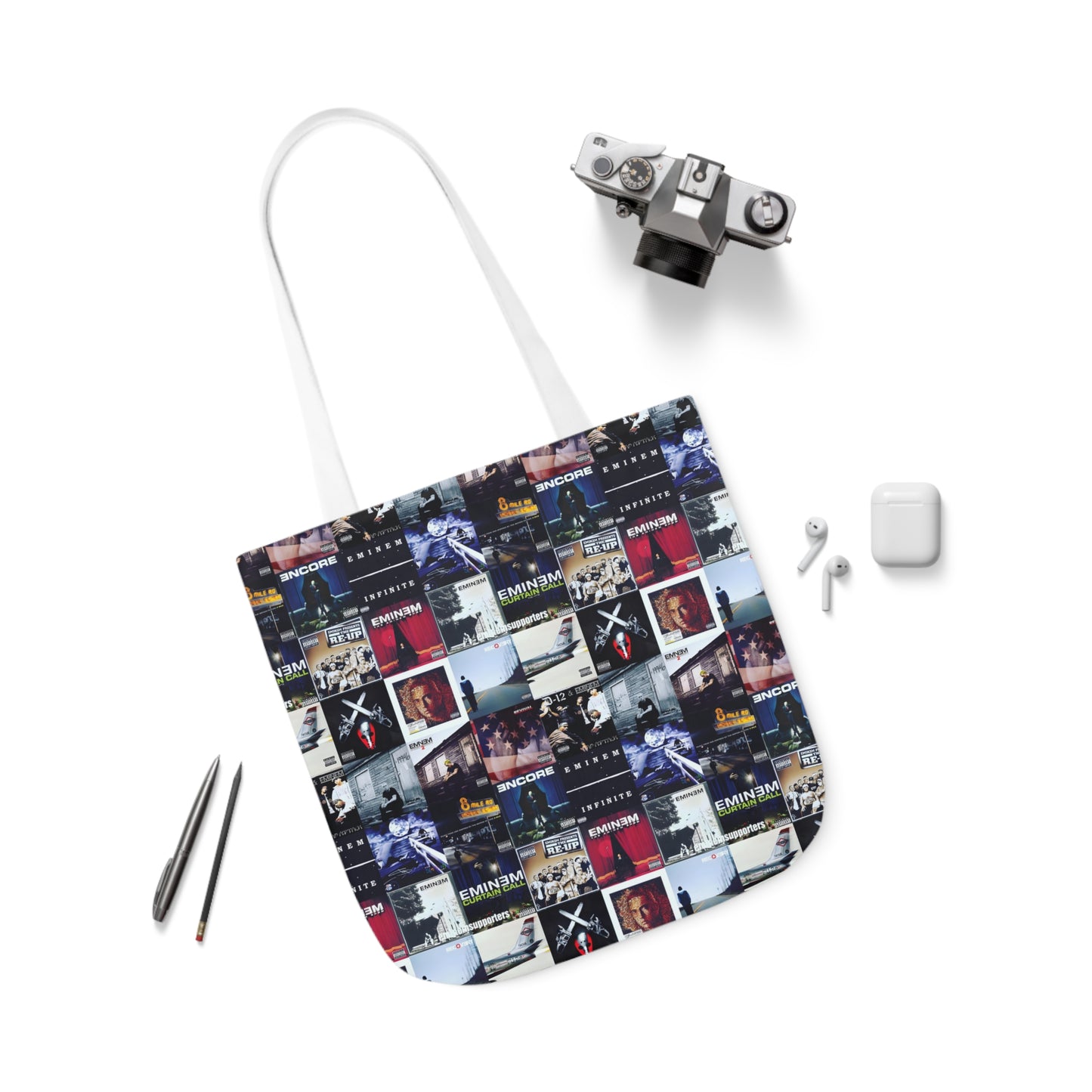 Eminem Album Art Cover Collage Polyester Canvas Tote Bag