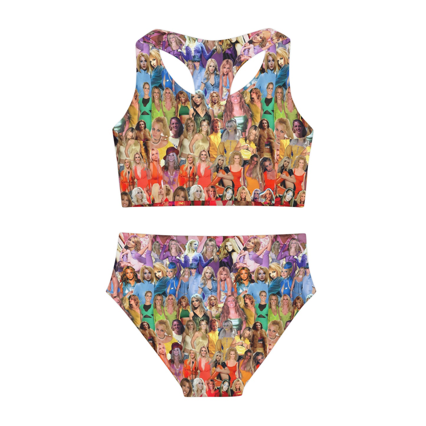 Britney Spears Rainbow Photo Collage Girls Two Piece Swimsuit