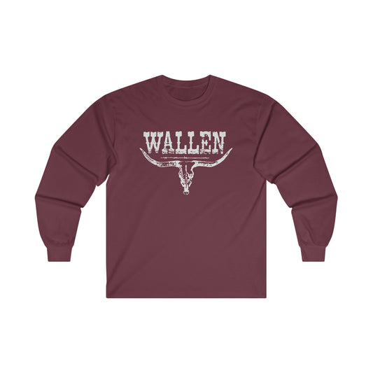 Morgan Wallen White Logo Ultra Cotton Long Sleeve Tee Shirt