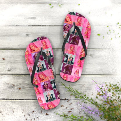 Doja Cat Hot Pink Mosaic Flip Flops