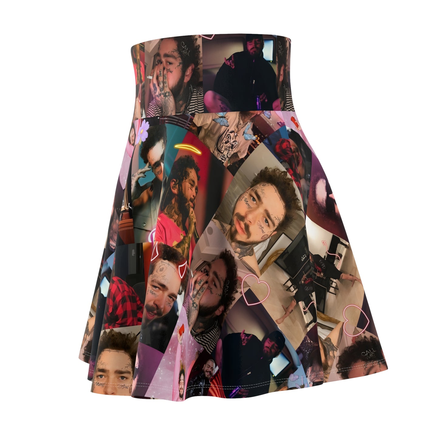 Post Malone Posty Love Photo Collage Women's Skater Skirt