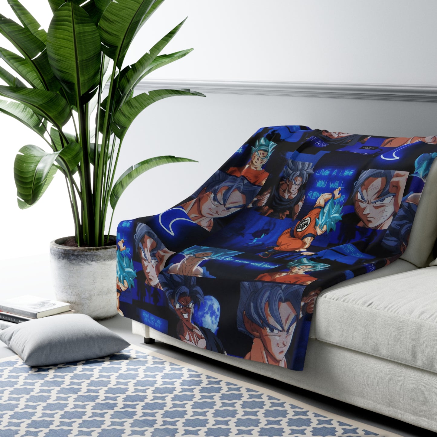 Dragon Ball Z Saiyan Moonlight Collage Sherpa Fleece Blanket