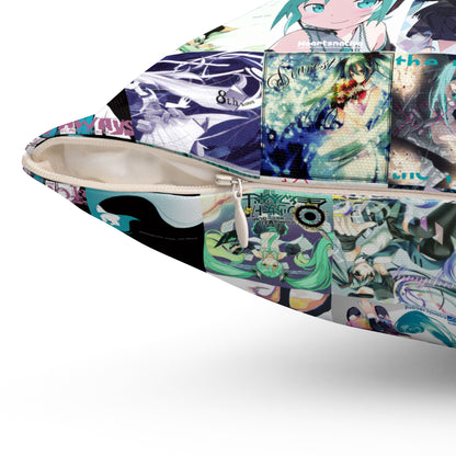 Hatsune Miku Album Cover Collage Spun Polyester Square Pillow