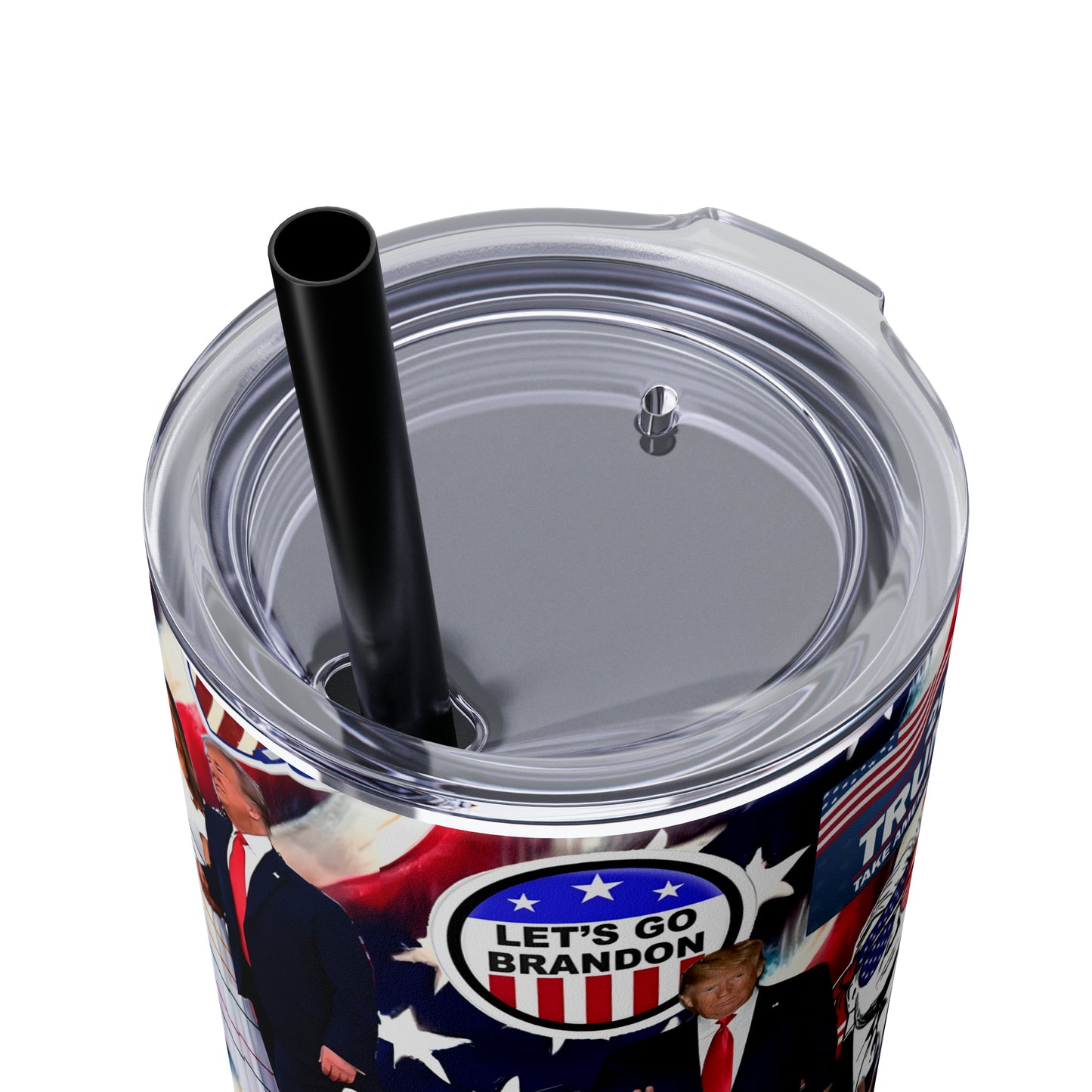 Donald Trump 2024 MAGA Montage Skinny Tumbler with Straw