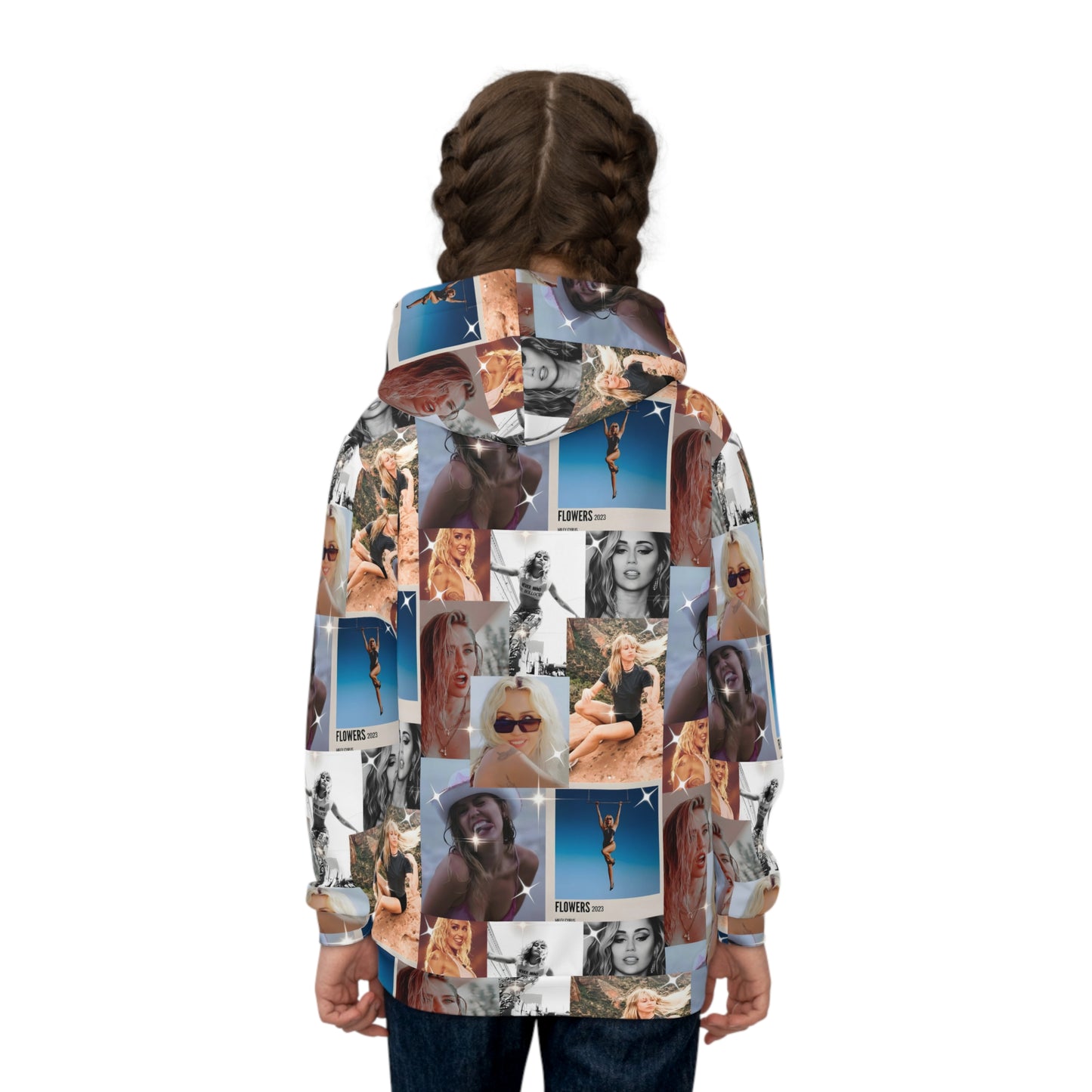 Miley Cyrus Flowers Photo Collage Kid's Hoodie