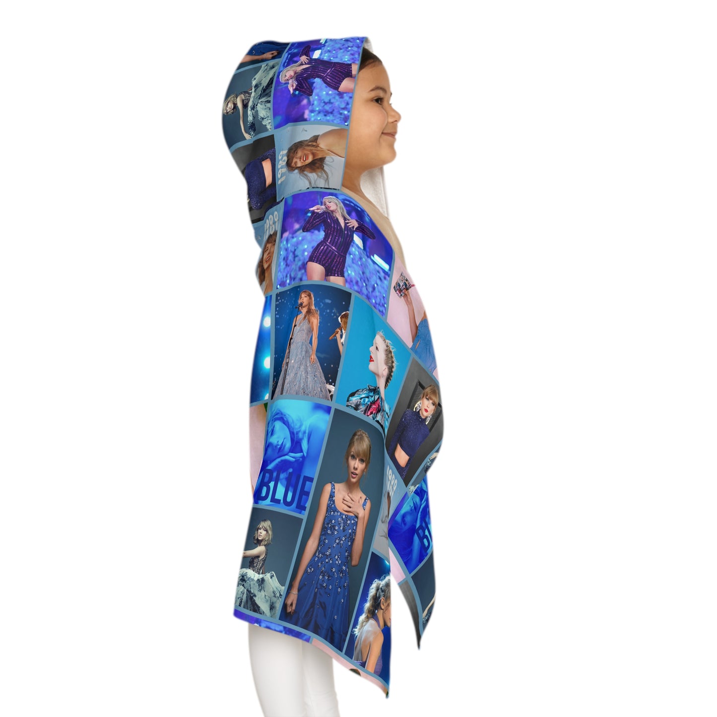 Taylor Swift Blue Aesthetic Collage Youth Hooded Towel