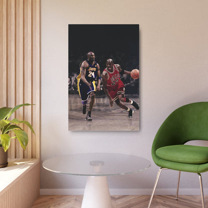 Michael Jordan Driving Against Kobe Bryant Metal Art Sign