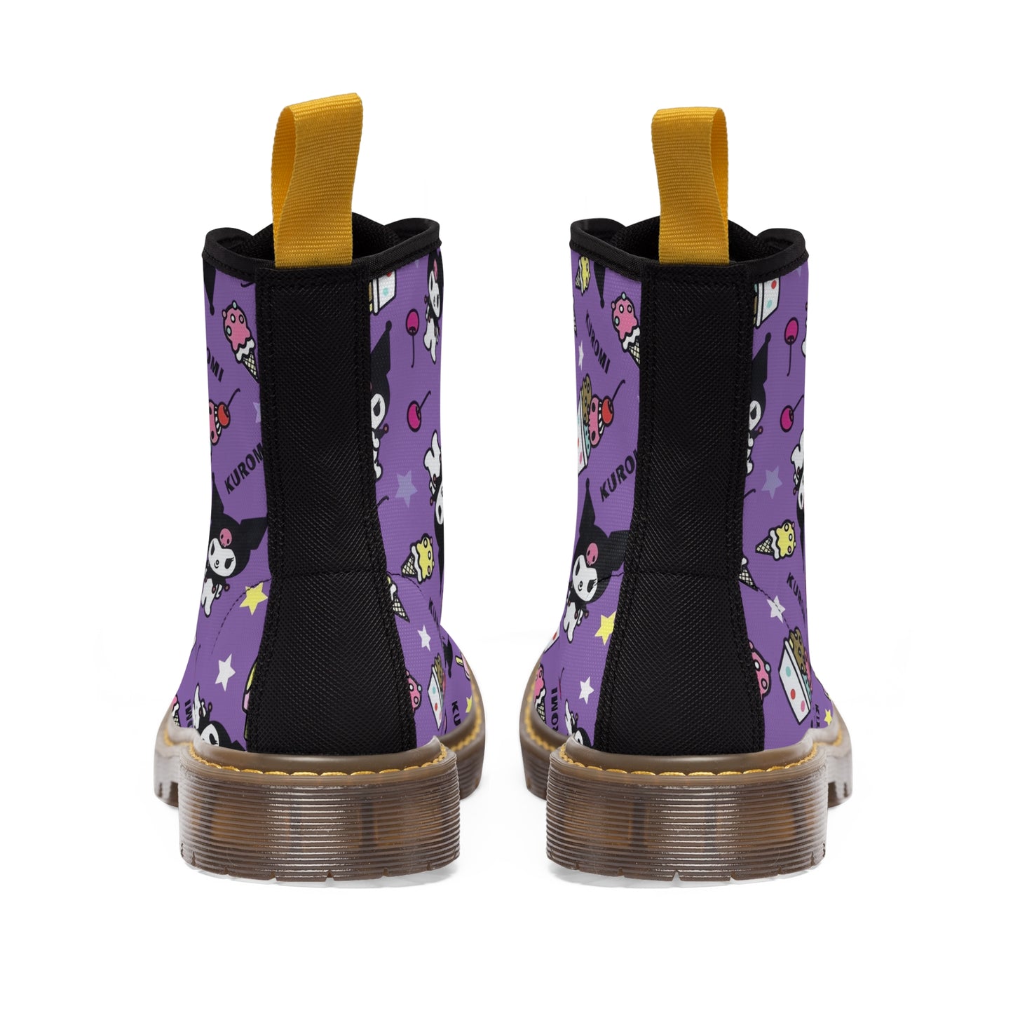 Kuromi Ice Cream Sundae Pattern Women's Canvas Boots