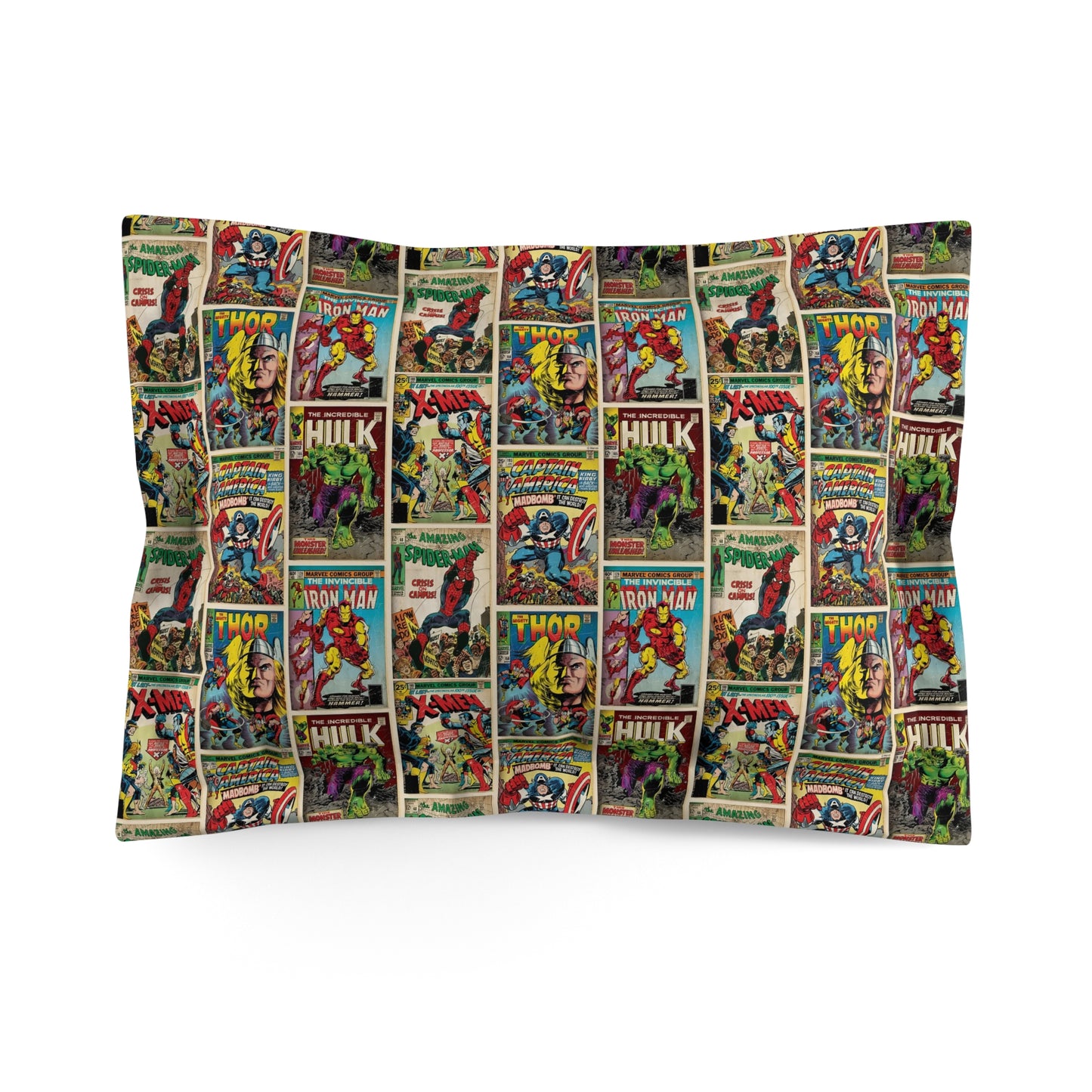 Marvel Comic Book Cover Collage Microfiber Pillow Sham