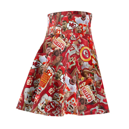 Travis Kelce Chiefs Red Collage Women's Skater Skirt