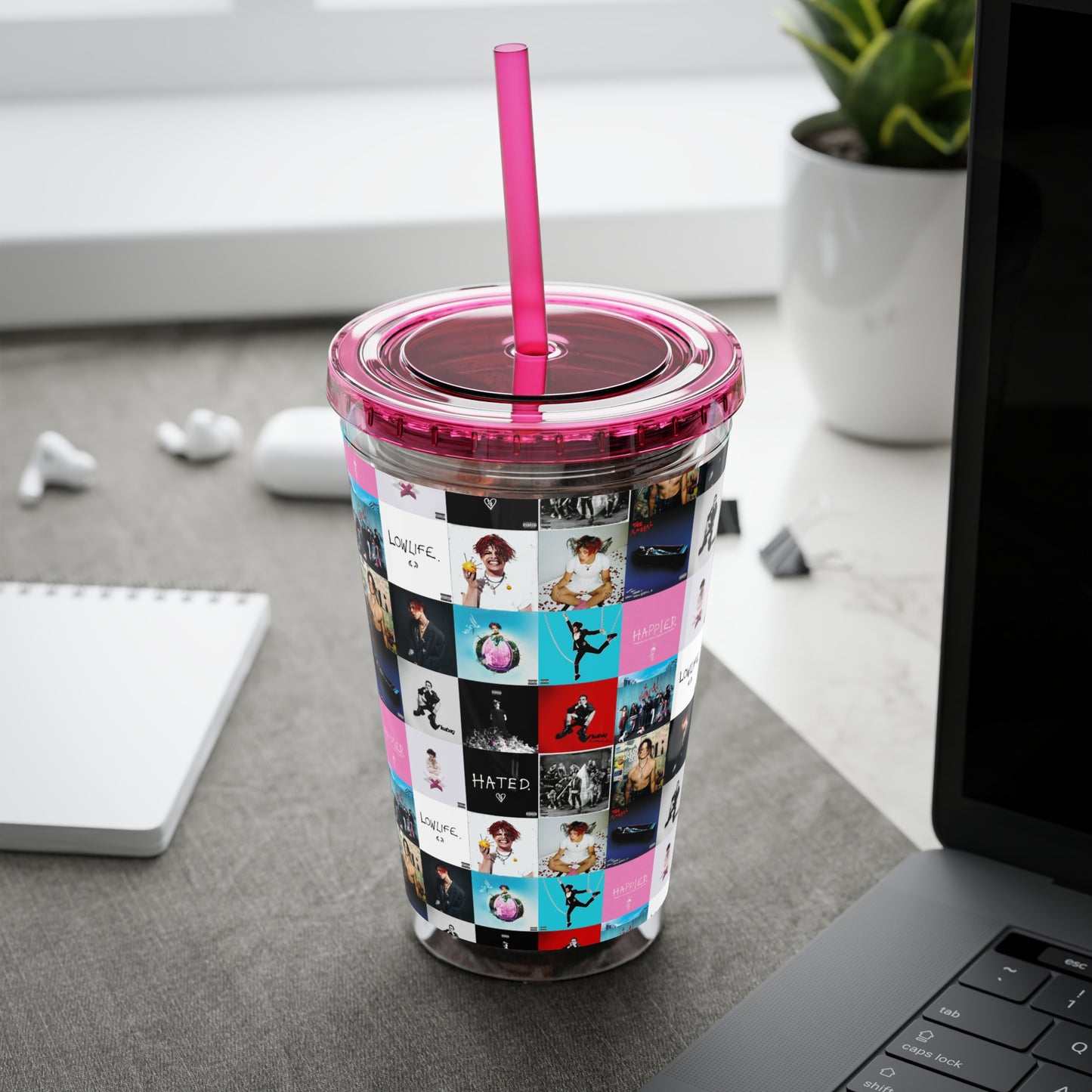 YUNGBLUD Album Cover Art Collage Sunsplash Tumbler with Straw