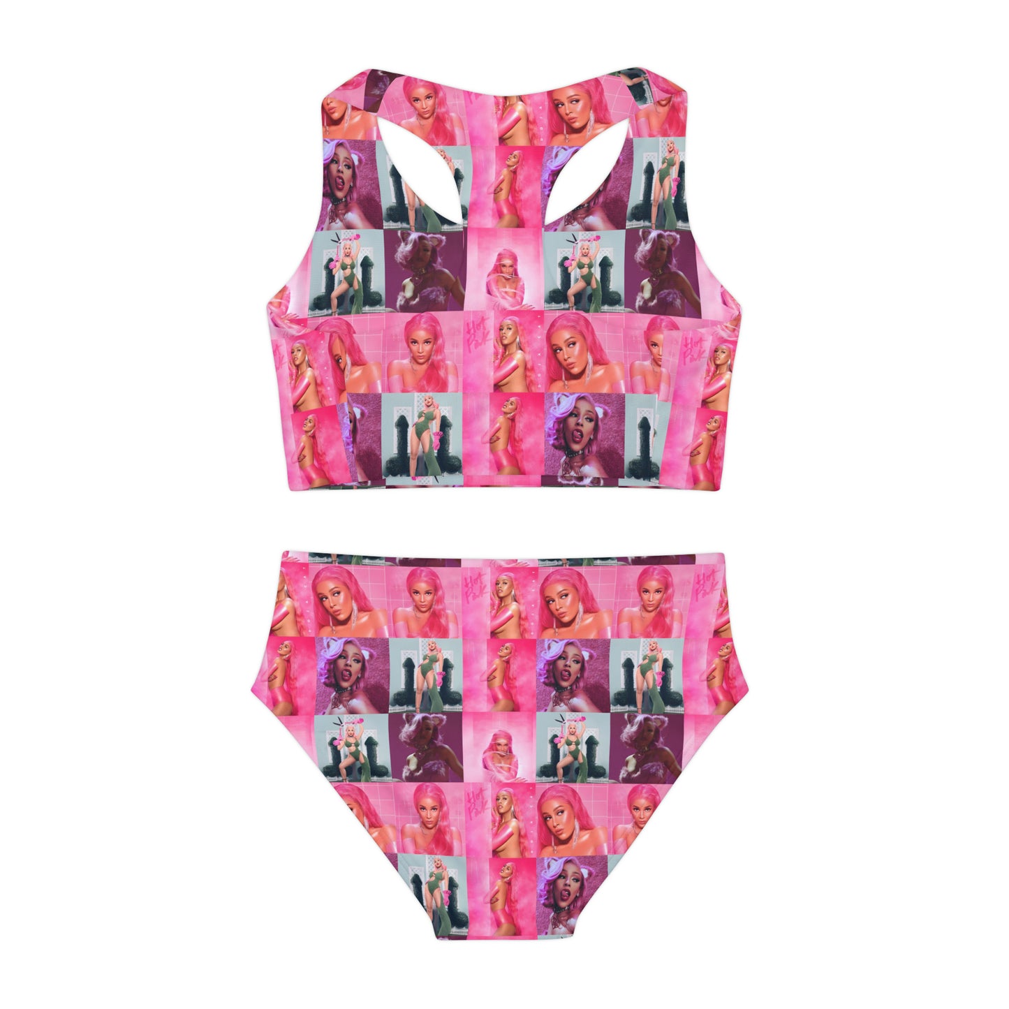 Doja Cat Hot Pink Mosaic Girls Two Piece Swimsuit