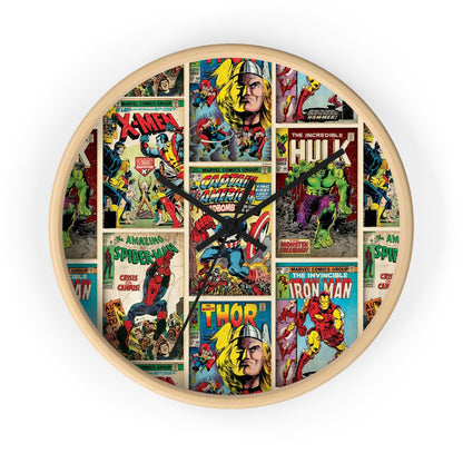 Marvel Comic Book Cover Collage Round Wall Clock