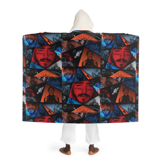 Post Malone Crystal Portaits Collage Hooded Sherpa Fleece Blanket