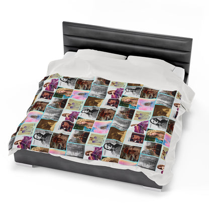 Taylor Swift Album Art Collage Pattern Velveteen Plush Blanket