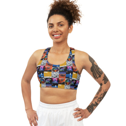 Muse Album Cover Collage Seamless Sports Bra