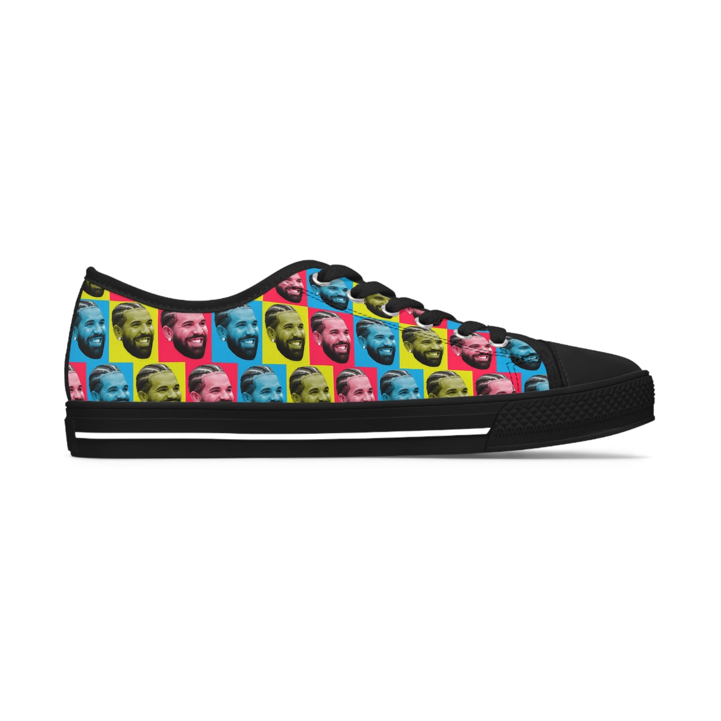 Drake Colored Checker Faces Women's Low Top Sneakers