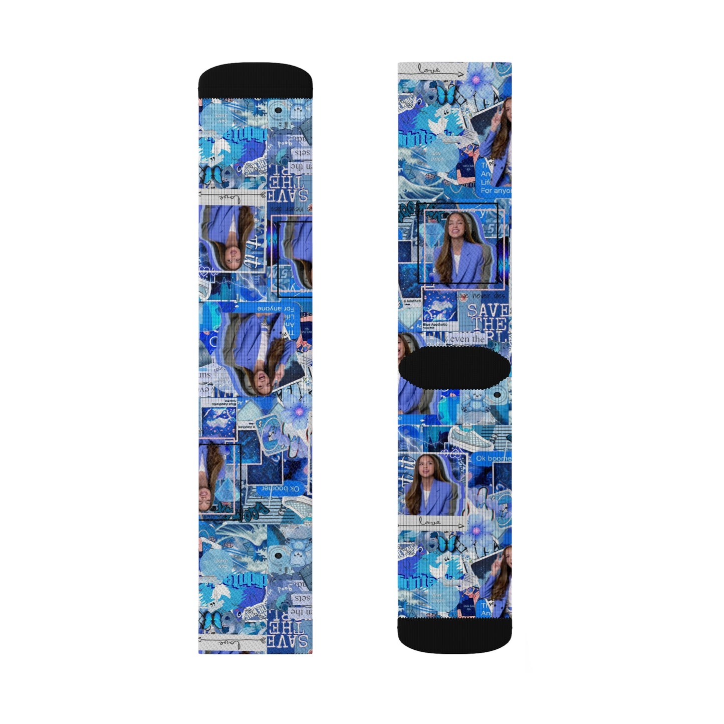 Olivia Rodrigo Blue Aesthetic Collage Tube Socks