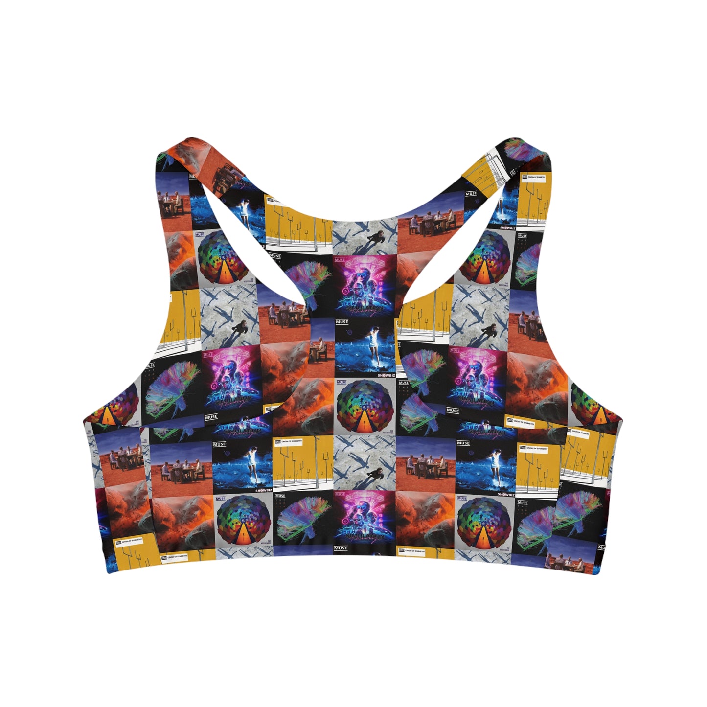 Muse Album Cover Collage Seamless Sports Bra