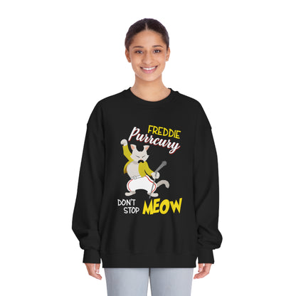 Queen Don't Stop Meow Freddie Purrcury Unisex DryBlend® Crewneck Sweatshirt