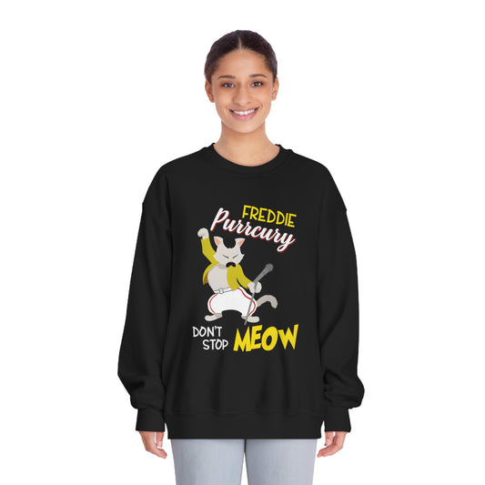 Queen Don't Stop Meow Freddie Purrcury Unisex DryBlend® Crewneck Sweatshirt