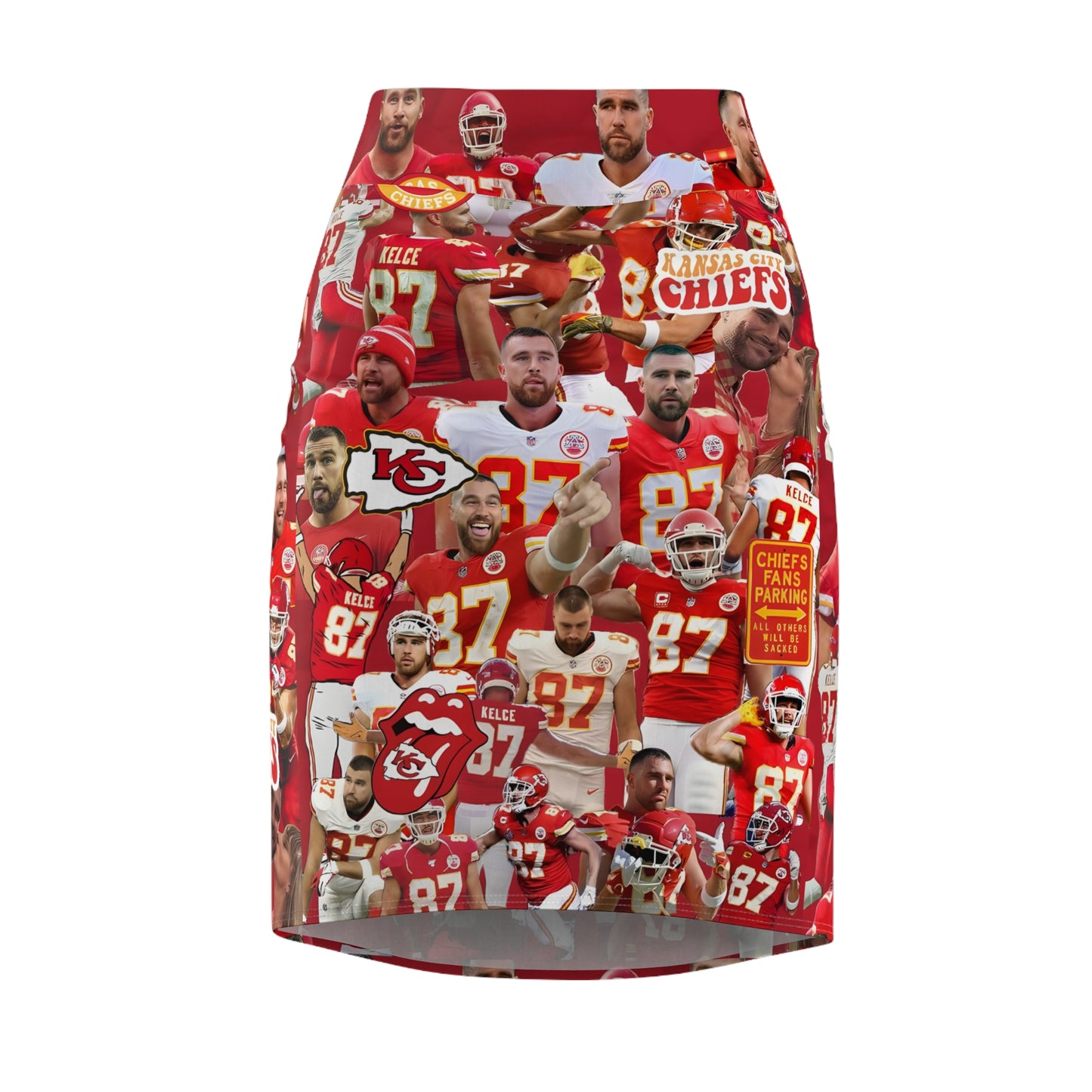 Travis Kelce Chiefs Red Collage Women's Pencil Skirt