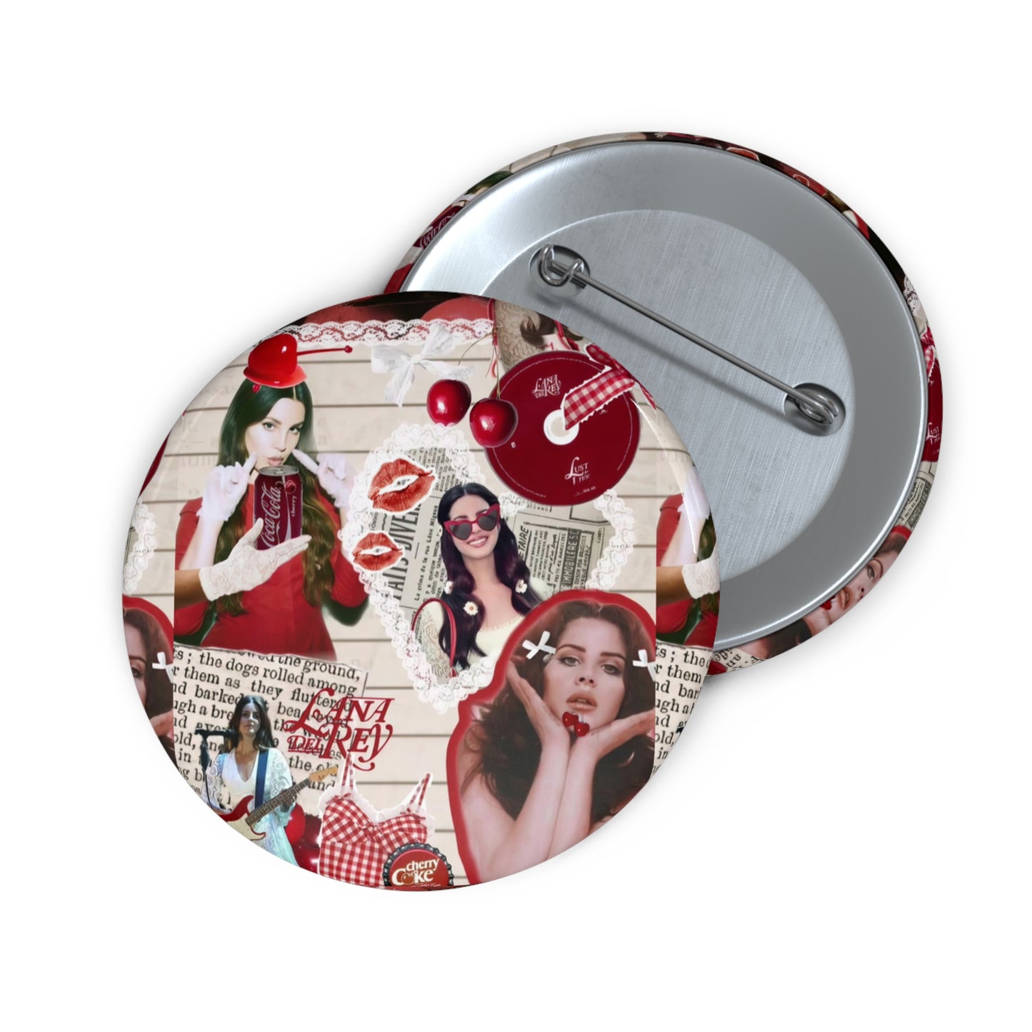 Lana Del Rey Cherry Coke Collage Round Pin