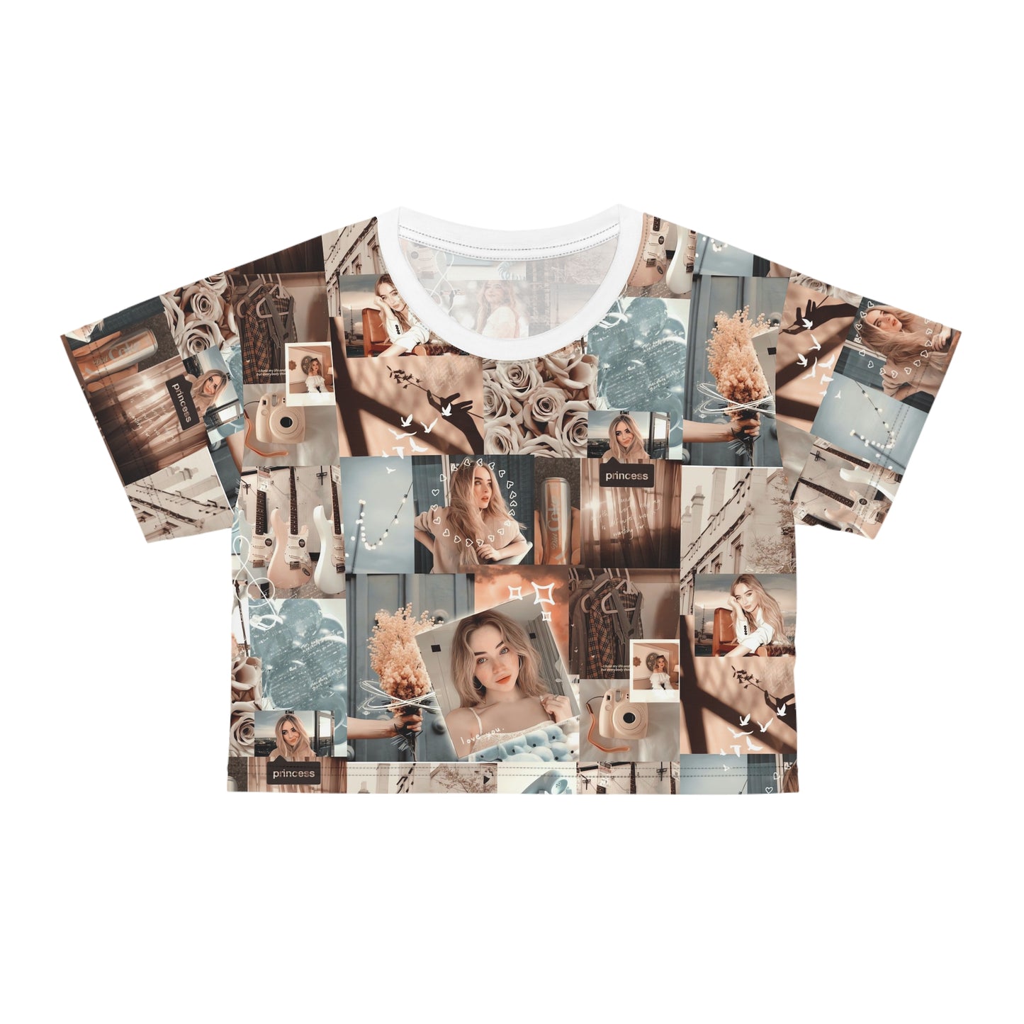 Sabrina Carpenter Peachy Princess Collage Crop Tee