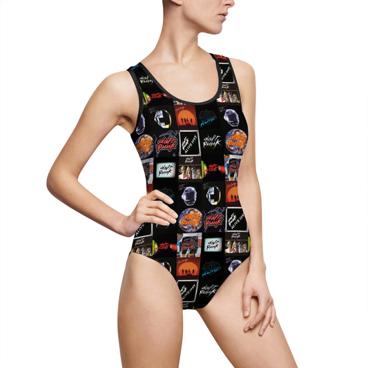 Daft Punk Album Cover Art Collage Women's Classic One-Piece Swimsuit