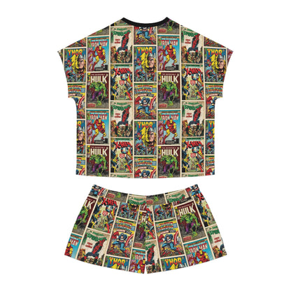 Marvel Comic Book Cover Collage Women's Short Pajama Set