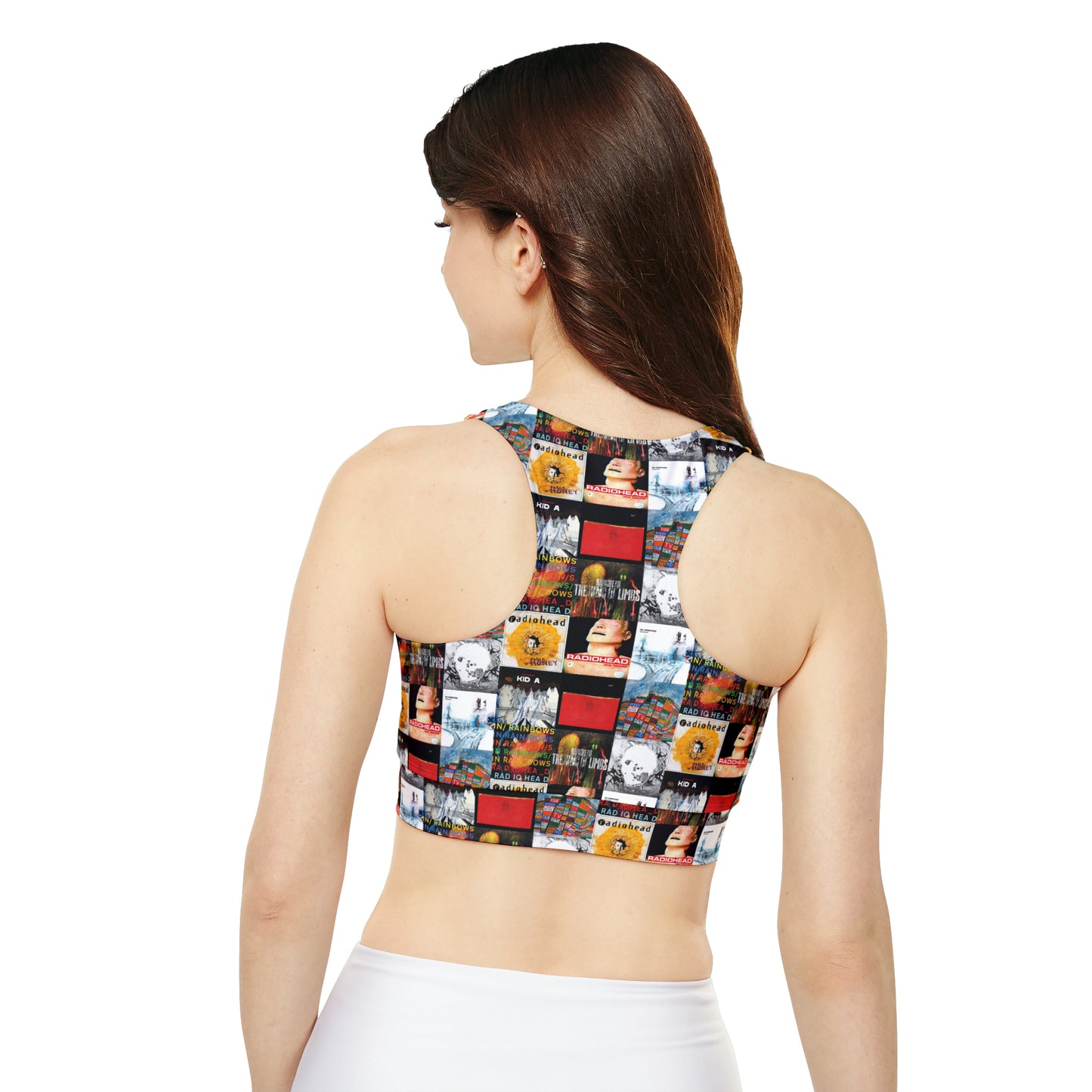 Radiohead Album Cover Collage Fully Lined Padded Sports Bra