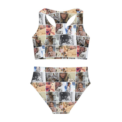 Taylor Swift's Cats Collage Pattern Girls Two Piece Swimsuit