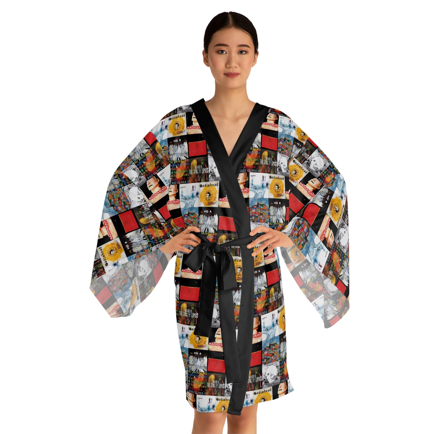 Radiohead Album Cover Collage Long Sleeve Kimono Robe