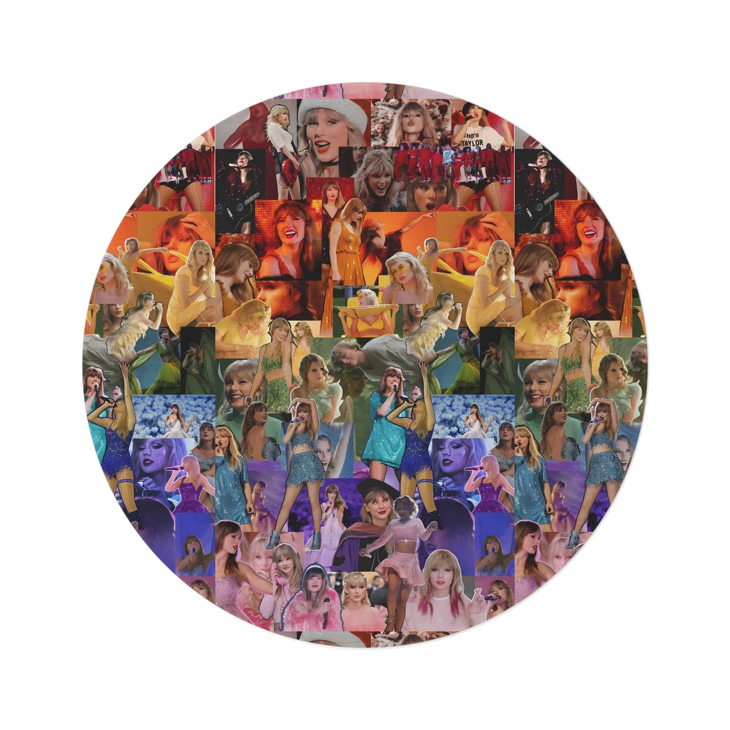 Taylor Swift Rainbow Photo Collage Round Rug