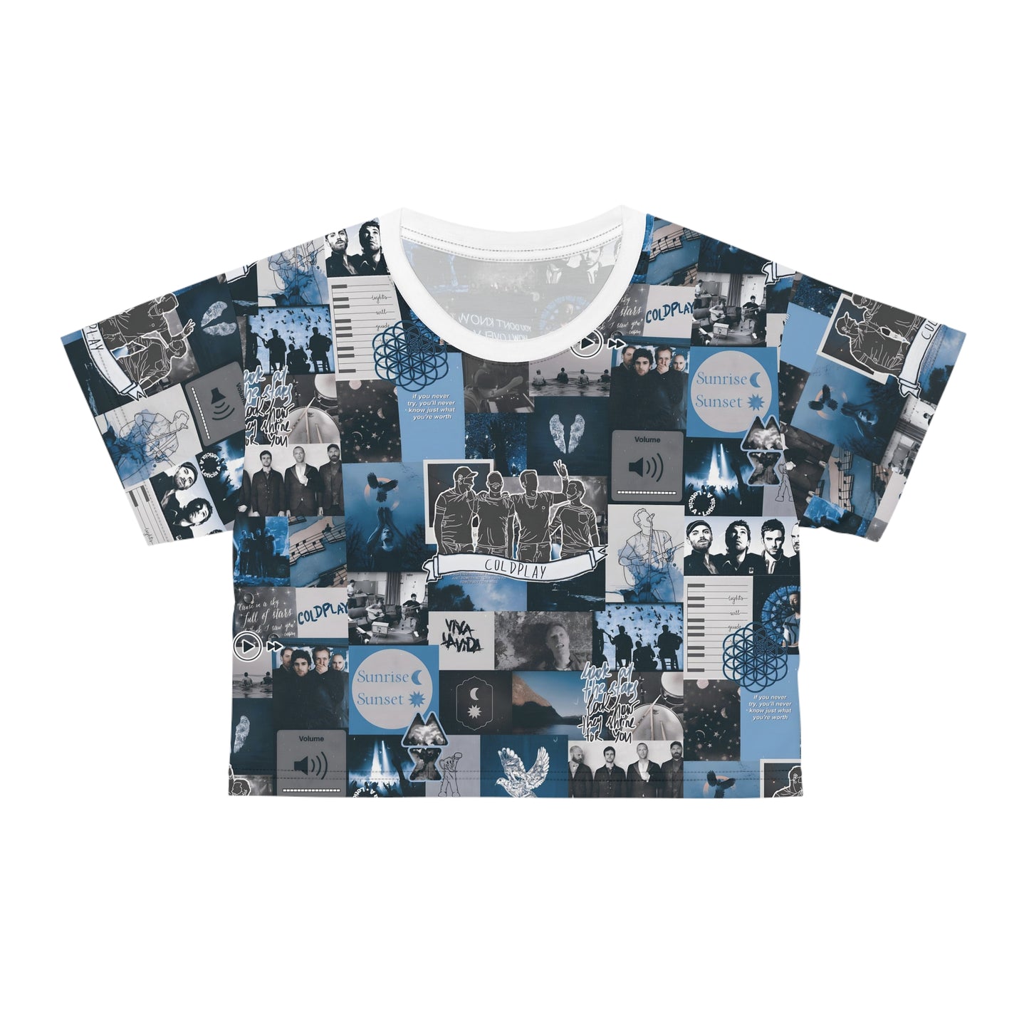 Coldplay Sunrise Sunset Collage Crop Tee