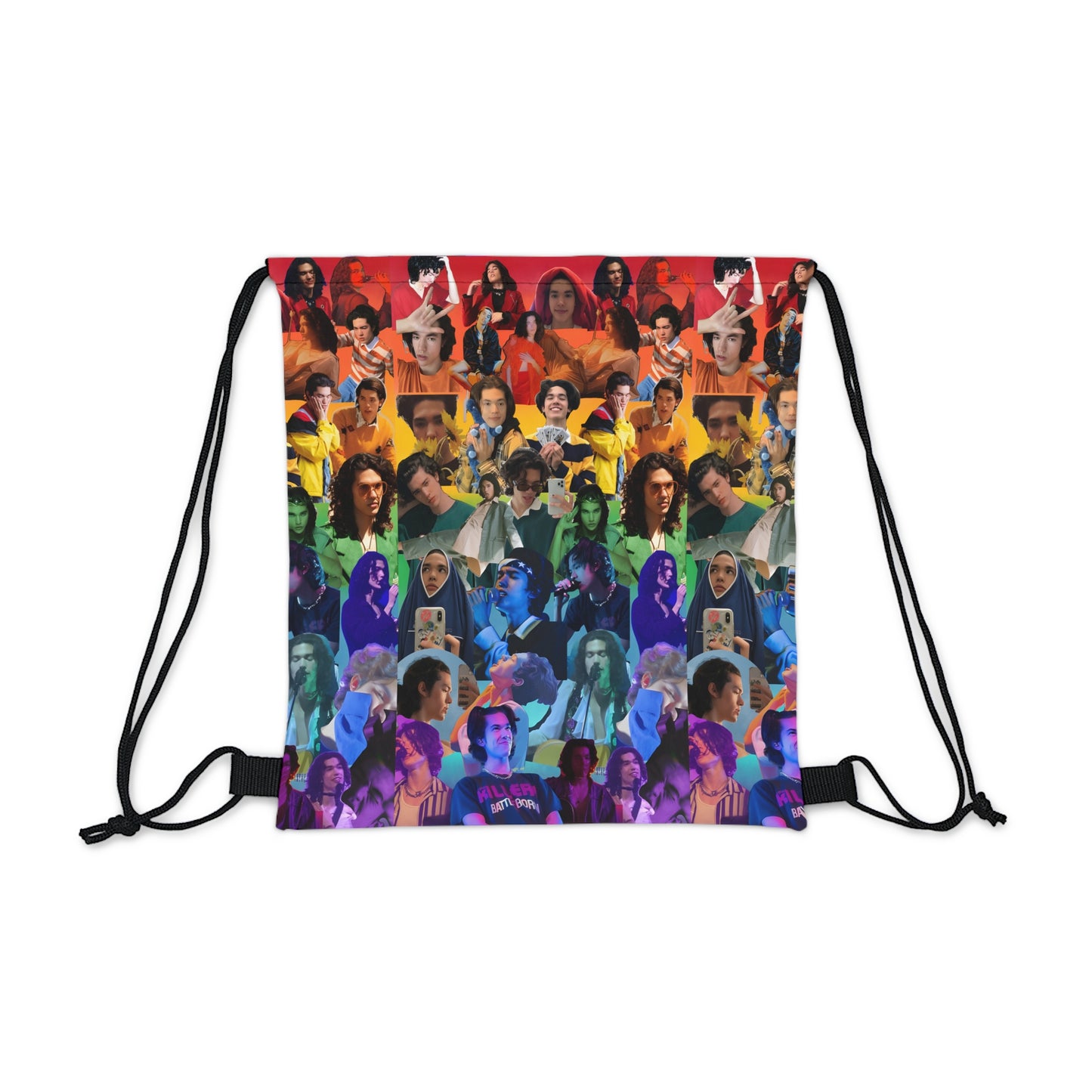 Conan Grey Rainbow Photo Collage Outdoor Drawstring Bag