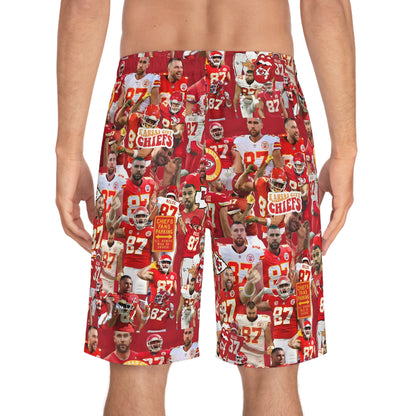 Travis Kelce Chiefs Red Collage Men's Board Shorts