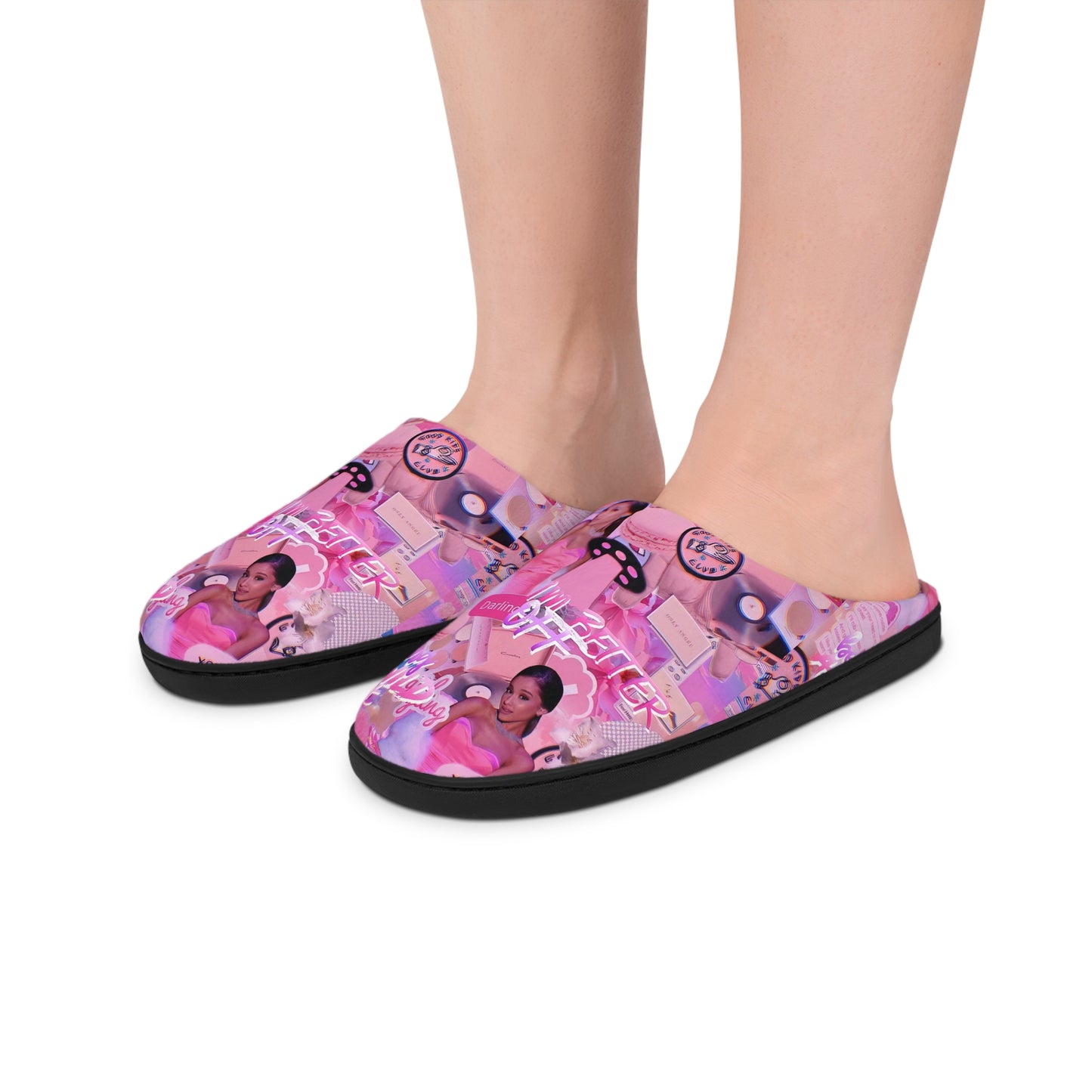 Ariana Grande Purple Vibes Collage Women's Indoor Slippers