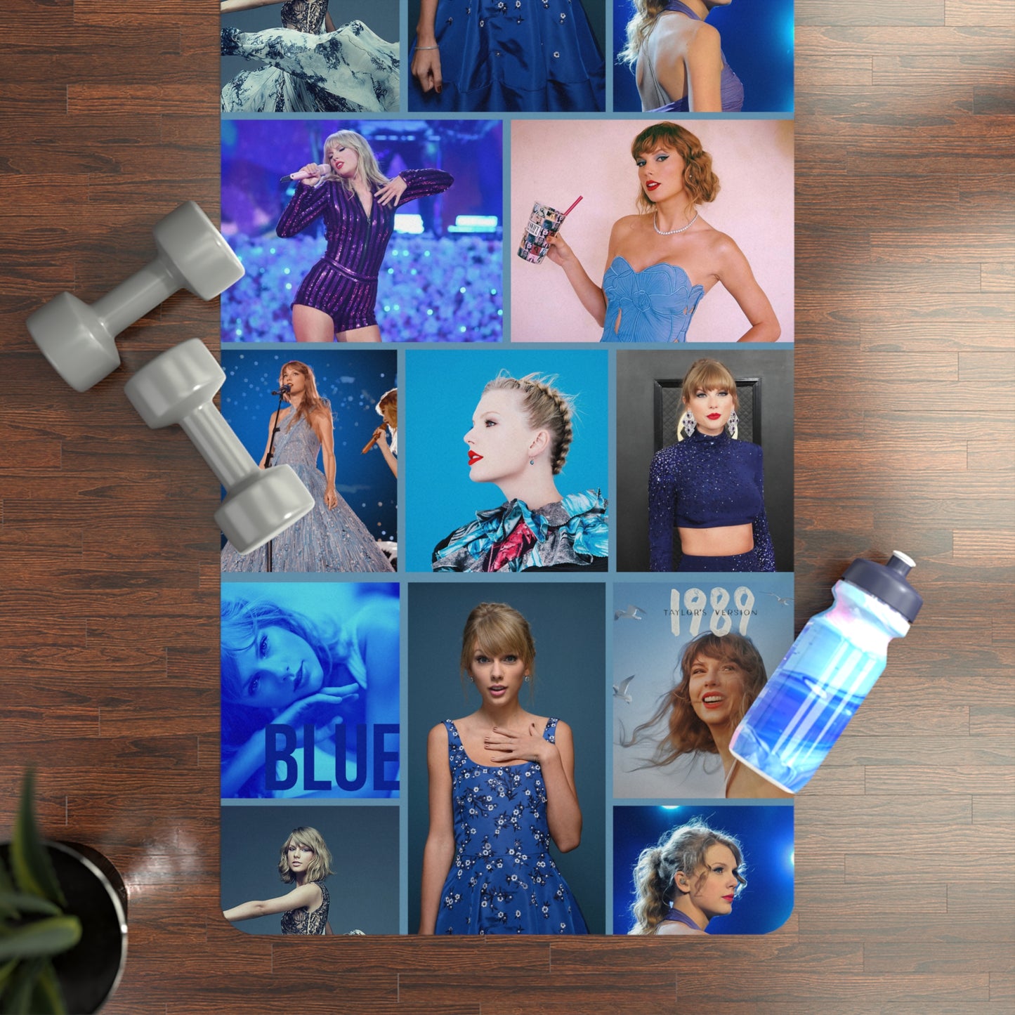 Taylor Swift Blue Aesthetic Collage Rubber Yoga Mat