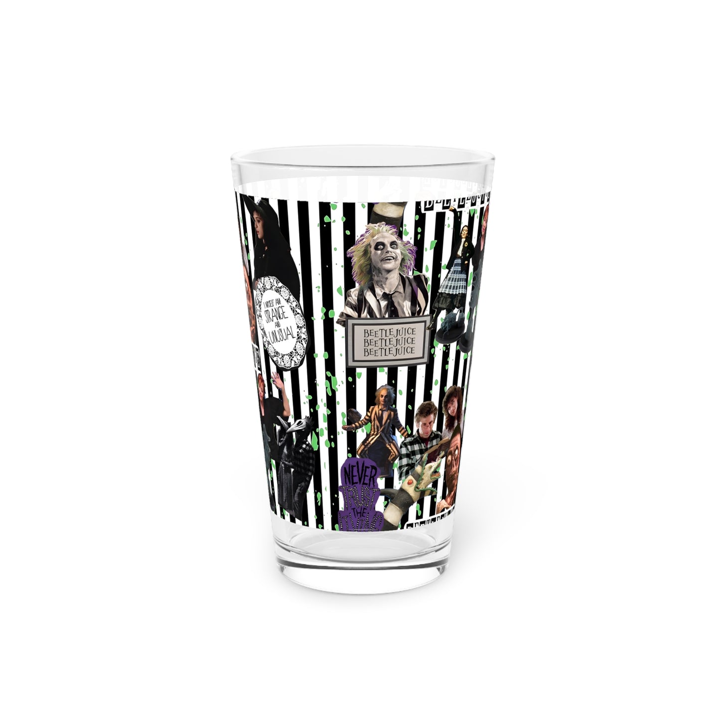 Beetlejuice Strange And Unusual Collage Pint Glass